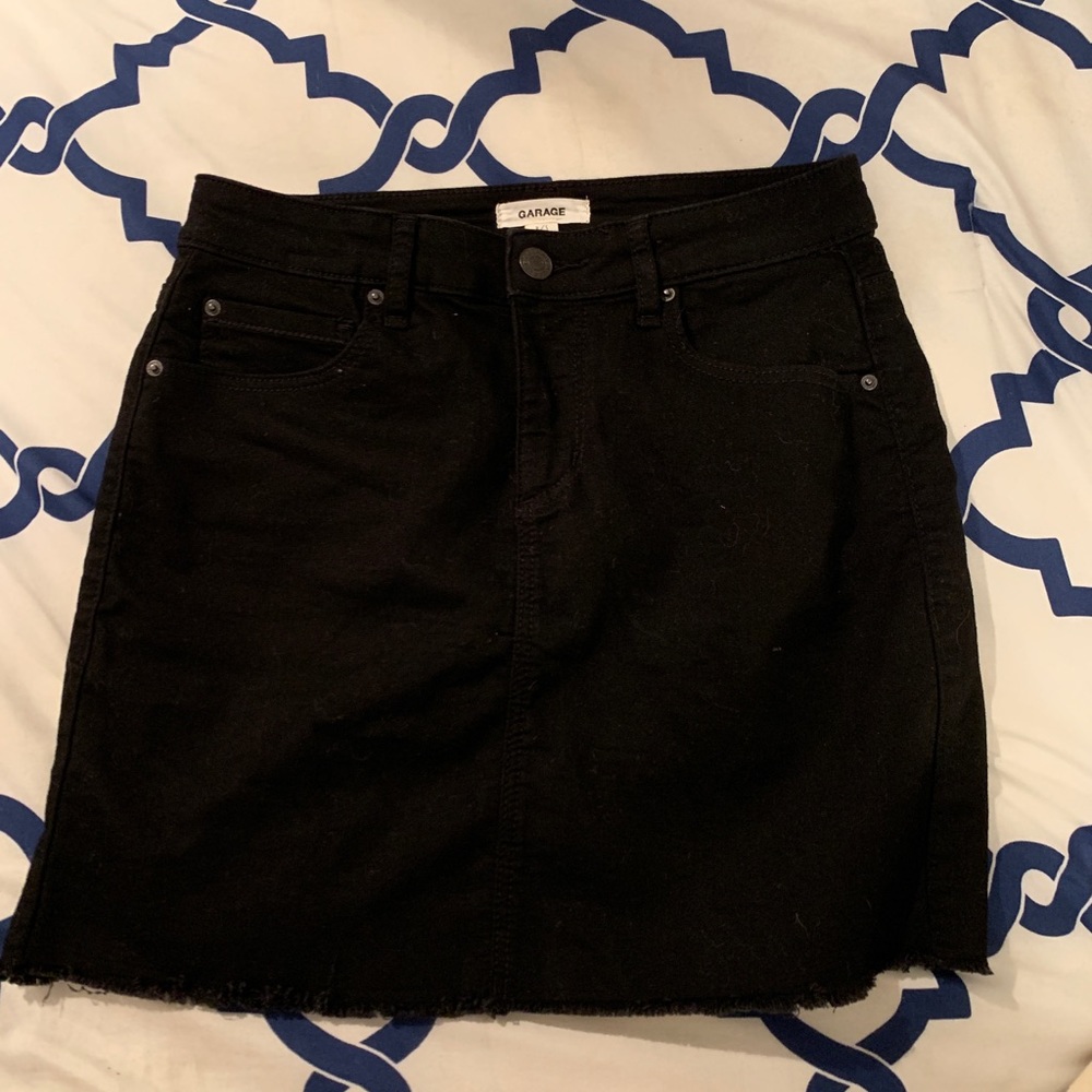 Garage black jean skirt